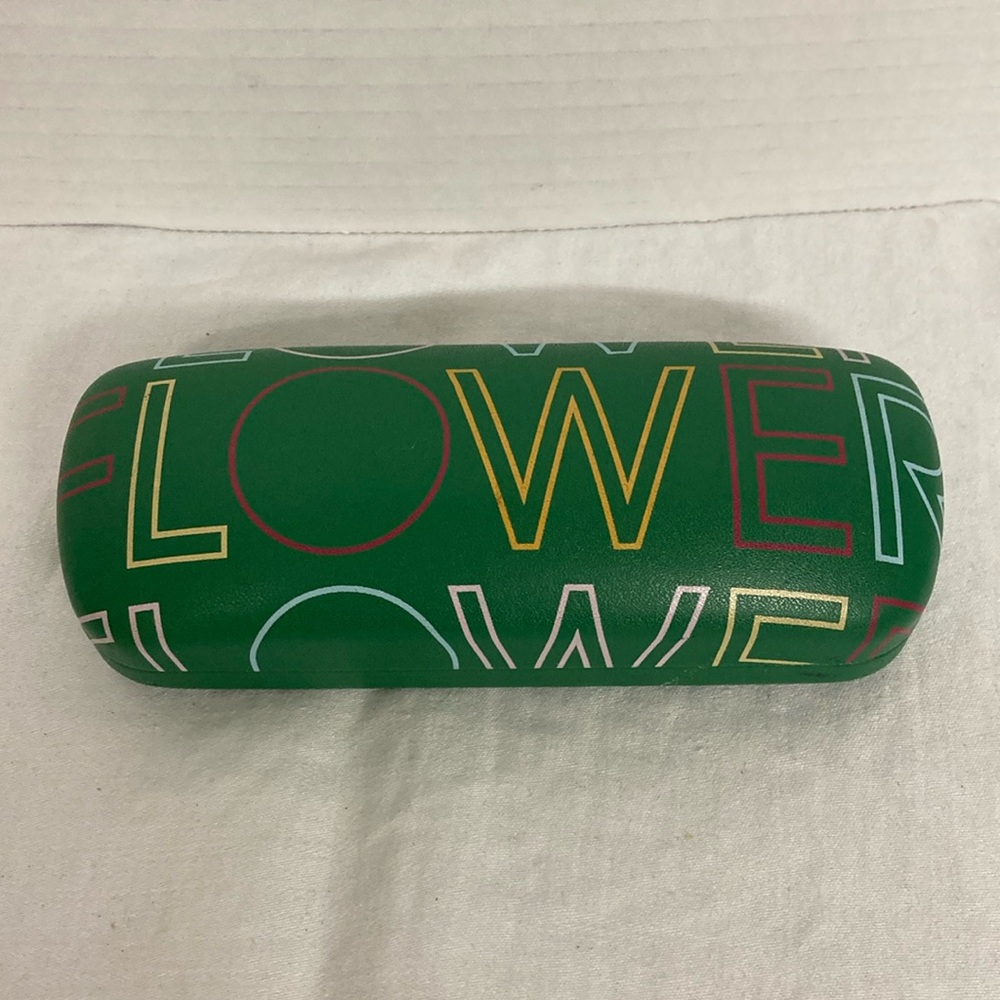 Flower Power Eyeglasses Sunglass Case by Drew Barrymore Green Multicolor Words